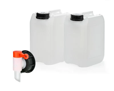 2x5L Kanister leer Zapfhahn 51mm Gewinde, Wasserbehälter, HDPE, lebensmittelecht - Bild 1 von 4
