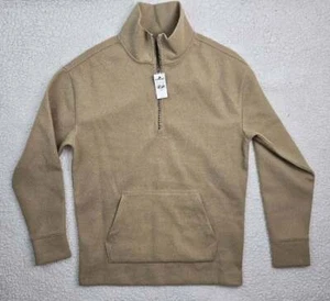 EXPRESS Pullover Sweatshirt Men's Size XS Tan Camel 1/4 Zip Fleece NWT $79! - Picture 1 of 5