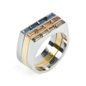 TRIS ANELLI BPH33 BROSWAY PHILOSOPHY ACCIAIO 316L ARGENTO ORO E SWAROVSKI  - Foto 1 di 1