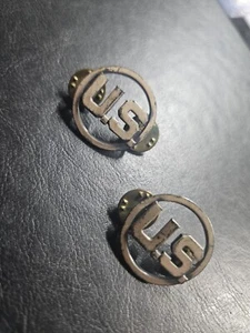 Lot of 2 Vintage US Air Force Enlisted "U.S." Insignia Collar Clutch Back Pin - Picture 1 of 4