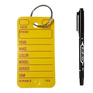 Car Dealer Key Tags Tough Poly Rigidene Style Survivor Style Yellow Tags 100-600 - Picture 1 of 14