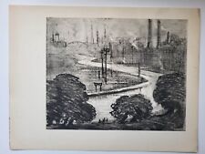 Old Antique Drawing Print 1928 East London The River Lea