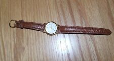 HABAND QUARTZ GOLD-TONE TIME PIECE WITH BROWN SNAKE DESIGN