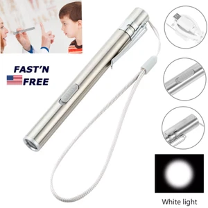 USB Rechargeable Medical Nurse Pen Light Flashlight LED Torch Lamp Clip Pocket - Picture 1 of 20