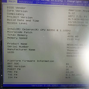 THOMSON NEOX14C-4BL32 carte mère INTEL CELERON N3350 1.10GHZ - Photo 1 sur 3