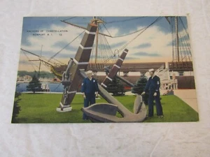 Newport RI Rhode Island Anchors of "Constellation" Linen Postcard - Picture 1 of 2