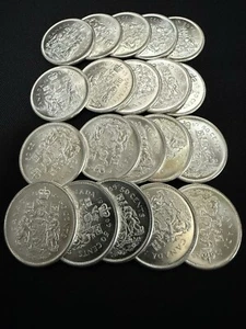 CANADIAN SILVER HALF DOLLARS BULK LOT 20 COINS - Picture 1 of 4