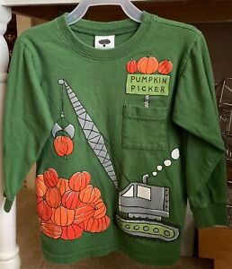 Boys sz 4 pumpkin picker MULBERRIBUSH green long sleeve t shirt Halloween