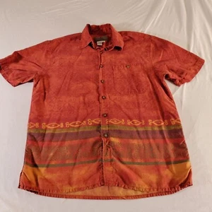 The Territory Ahead S/S Shirt Mens M Orange Patterned Button-Up Lyocell Rayon - Picture 1 of 23