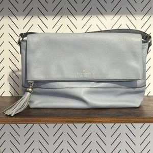 Kate Spade Leather Maria Satchel Shoulder Bag Purse Frosted Blue Tassel Handbag - Picture 1 of 15