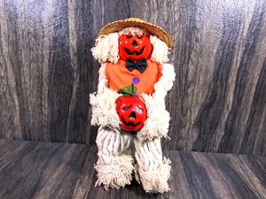 TL Toys Rag Doll Sitting Scarecrow Halloween Jack-O-Lantern Face Burlap VTG - Picture 1 of 12