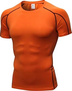Compression Shirts Men Short Sleeve Athletic Workout Shirts Cool Dry Sports Gym - Picture 1 of 12