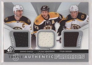 2012 SP Game Used Edition Authentic Fabrics Triple Zdeno Chara Patrice Bergeron
