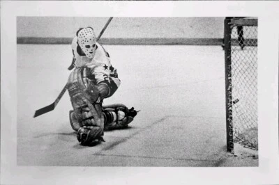 1975 Ron Grahame NHL HOCKEY TIPO I FOTO HOUSTON AEROS MÁSCARA DE PORTERO WHA AHL OHA Foto 1 de 4
