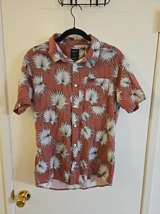 RVCA Dress Shirt Mens Medium Slim Fit Fern All Over Short Sleeve Button Up Top - Picture 1 of 4