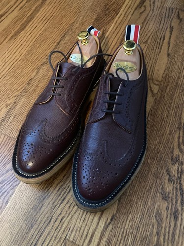 1100 $ Thom Browne Marrone Scarpe Brogues ad Ala Lunga Oxford 7 UK