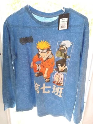 Camisa Naruto Shippuden Anime Niños (14) Azul Manga Larga Viz Media Nueva con Etiquetas Foto 1 de 4