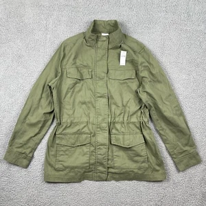NWT Gap Jacket Womens Large Green Canvas Utility Coat Chore Military Field Light - Picture 1 of 18