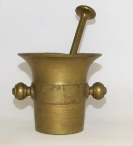 Bronze Messing Mörser um 1800 mit original Stößel, Pistill, Zwei Henkel 1673 g. - Picture 1 of 12