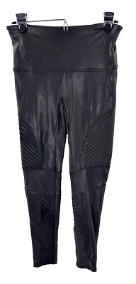 Leggings femininas Spanx de couro sintético para moto tamanho G preta elástica emagrecimento ousada - Imagem 1 de 4