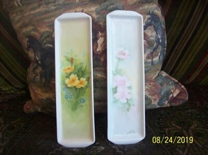 Handpainted Artist Signed Long Porcelain Celery Condiments Serving Tray Dish - Picture 1 of 10