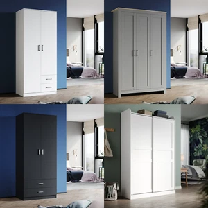 Modern Wardrobe 2 Door Storage Cabinet with Hanging Rail Matte Bedroom Furniture - Picture 1 of 25