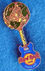MIAMI EARTH DAY 2008 PLANET GLOBE TREE BLUE GUITAR Hard Rock Cafe PIN - Picture 1 of 1