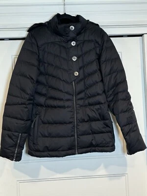 Cabelas Casper Womens 650 Goose Down Puffer Jacket Womens Large Black Hooded - Image 1 of 4