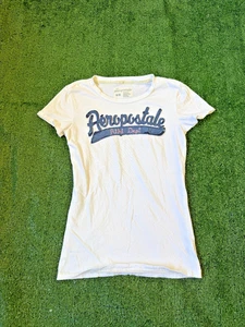 Damen Aeropostale Aero Y2K 2000s Spell Out süß Grunge T-Shirt tailliert M weiß - Bild 1 von 6