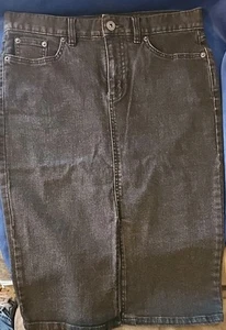 Ralph Lauren Lauren Jeans Skirt Womens Size 2 Black Denim Minimal Modest - Picture 1 of 4