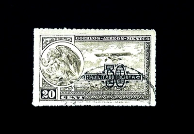 Sello MÉXICO - 1932 marrón grisáceo sobreimpresión avión correo aéreo Sn C46 usado r40 Foto 1 de 2