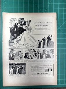 1939 Sanka Kaffee Ausland Botschafter Gesellschaft Abendessen Vintage Kunstdruck Anzeige - Bild 1 von 1