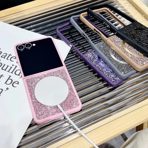 For Samsung Z Flip7 Flip6 Flip5 Flip4 3 Plating Glitter TPU Magnetic Case Cover - Picture 1 of 22