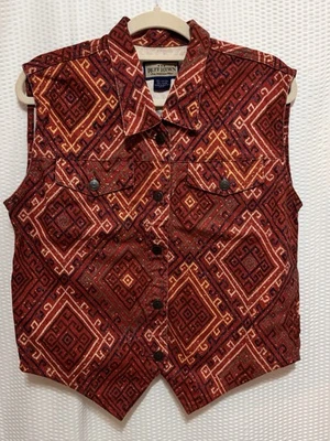 Ruff Hewn Women’s Denim Vest, Native American Print, Size Medium - Image 1 of 4