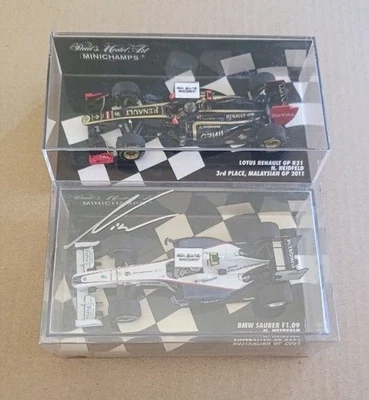 Minichamps 1/43 Nick Heidfeld 2 auto set modellini auto autografati - Immagine 1 di 4