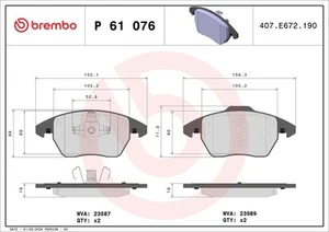 Bremsbelag Satz Bremsscheibe Scheibenbremse für Audi A1 Peugeot 207 SW Kombi - Bild 1 von 6