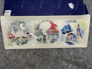 Gien France Rectangular Acrylic Serving Tray 15.5x6 Joli Paris Caroline St Georg - Picture 1 of 9