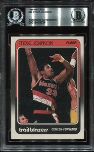 TRAILBLAZERS STEVE JOHNSON signed autographed 1988 FLEER CARD BECKETT (BAS) RARE - Picture 1 of 2