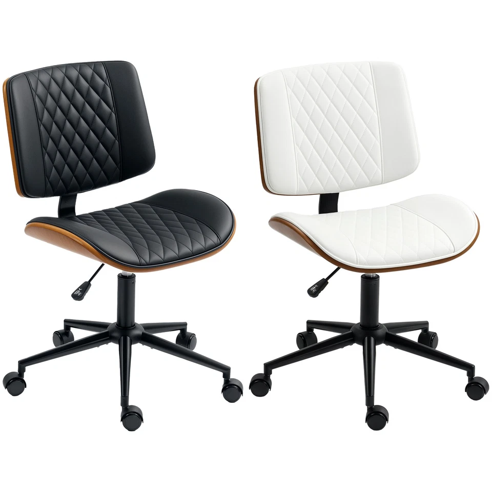 HOMCOM Silla Oficina Hogar Sin Brazos con Ruedas, Silla Escritorio Giratoria 360 Foto 1 de 1