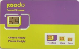 Koodo prépayé , carte SIM prépayée koodo pour CANADA, à utiliser avec n'importe quel téléphone. - Photo 1 sur 1