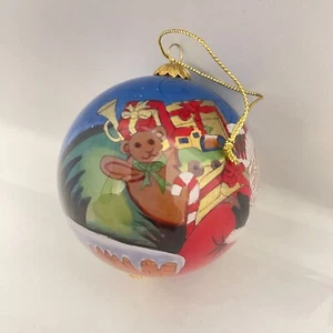 #5460 Weihnachtsmann mit Rentier Weihnachten Glas Ornament 6" x 6" - Bild 1 von 4