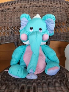 Vintage Dan Dee Elephant Puffalump Plush 1980s 90s Pink purple blue Heart - Picture 1 of 15