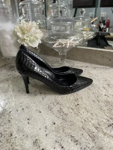LAUREN BY RALPH LAUREN SNAKE Print Texture Black SHOES SIZE 8.5 Leather - Picture 1 of 12