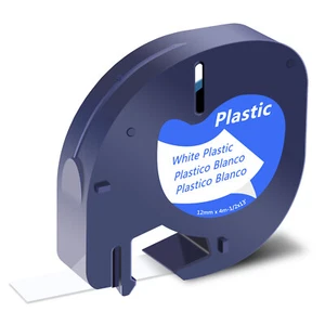 Black on White Plastic Tape 12mm for DYMO LetraTag 91331 91201 91221 LT100T - Picture 1 of 12