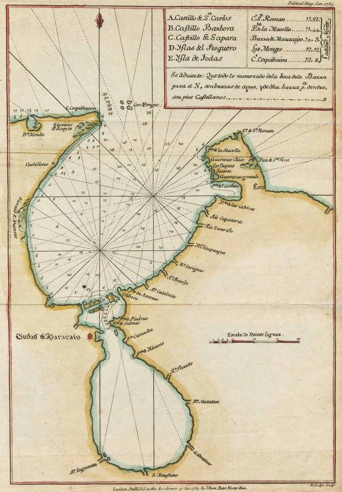 Antique Map "Lake Maracaibo" (Venezuela) J. Lodge, 1783 - Image 1 of 3