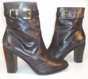 Pour La Victoire Womens Boots US 8.5 Brown Leather Zip Ankle Heels Shoes 2434 - Picture 1 of 9