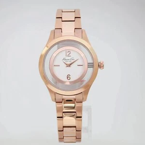 Kenneth Cole Rose Gold Tone Steel Transparent Dial Ladies Quartz Watch KC9335 - Picture 1 of 3