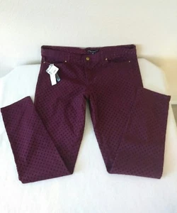 Contempo Damen Gr. 32 Rot Burgunder Skinny Jeans Polkadot Hose Flatfront Neu - Bild 1 von 8