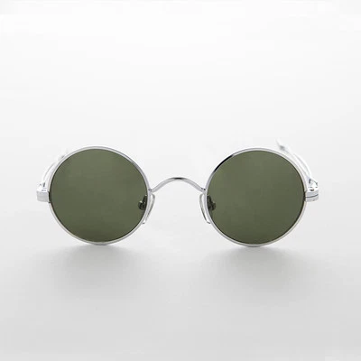 Round Vintage Sunglass w/ Adjustable Sliding Temple Silver - Swazi - Image 1 of 4