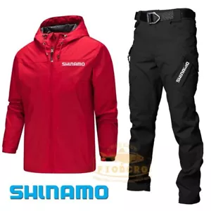 Men Waterproof Fishing Jacket Waterproof Outdoor Jacket Hoodie Fishing Trousers - Picture 1 of 17
